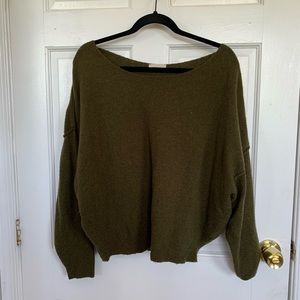 Olive wool knit sweater slouchy/ oversized